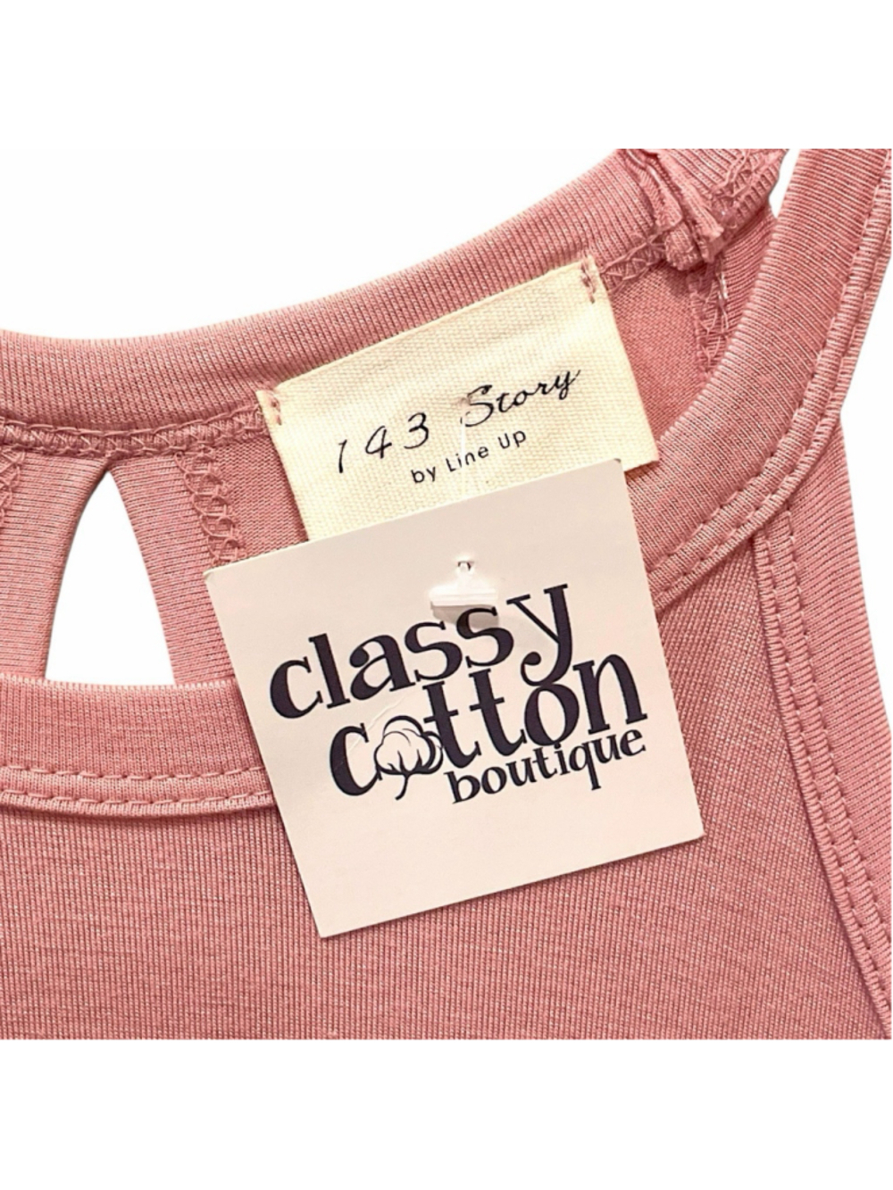 143 Story by Line Up Women Medium Tank Top High Neck Flowy Keyhole Back Pink NEW - Picture 4 of 10